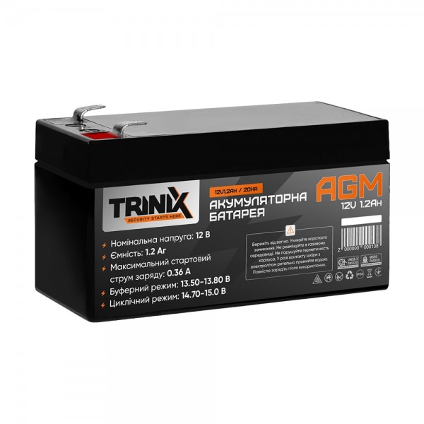 Акумуляторна батарея 12В 1.2Аг Trinix 12V1.2Ah/20Hr AGM свинцево-кислотна