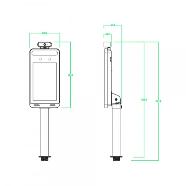 Біометричний термінал контролю доступу 2Mp TVT TD-E2128-TM/TP з розпізнаванням облич і вимірюванням температури