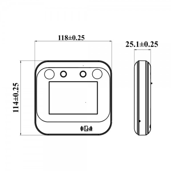 Біометричний термінал контролю доступу з WiFi 2Mp TVT TD-E2123-IC/PE/TP/WF з розпізнаванням облич і зчитувачем Mifare