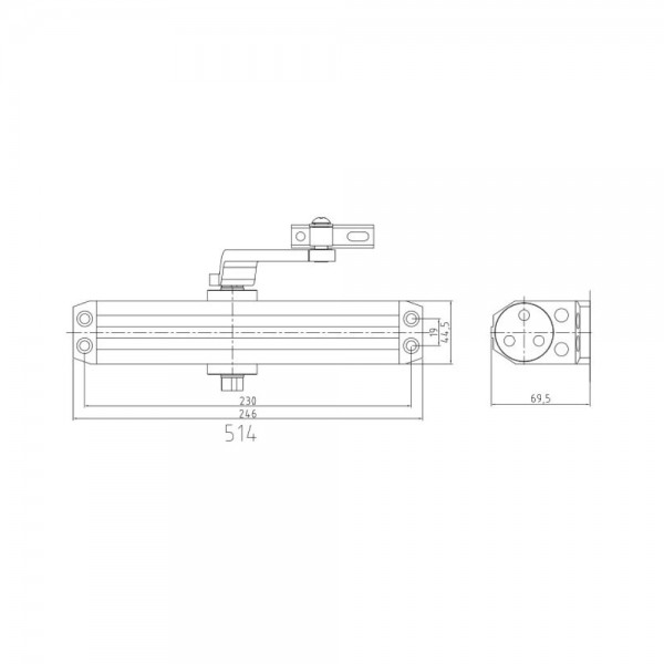 Дверний доводчик Dortec DT-514 Silver