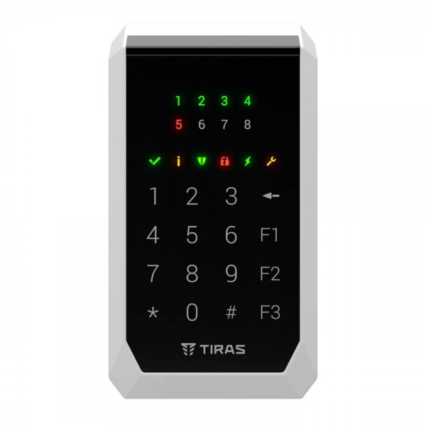 Клавіатура Tiras K-PAD8+ Black на 8 індикаторів зон з вбудованим зчитувачем NFC/Mifare