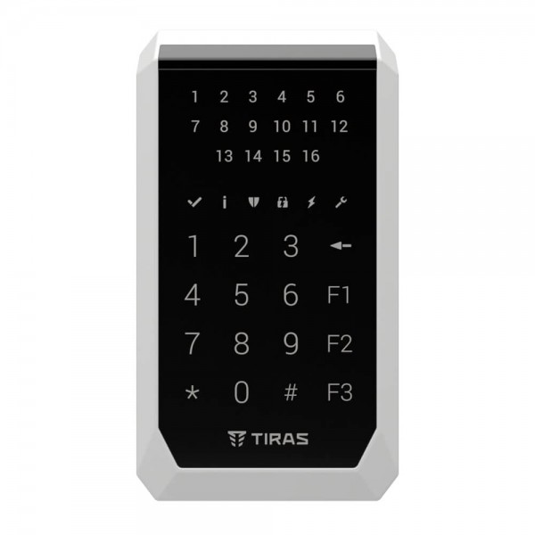 Клавіатура Tiras K-PAD16+ Black на 16 індикаторів зон з вбудованим зчитувачем NFC/Mifare