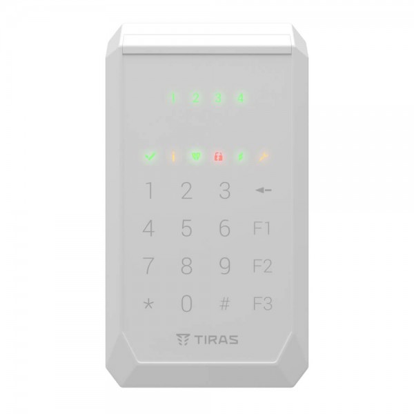 Клавіатура Tiras K-PAD4+ White на 4 індикатори зон з вбудованим зчитувачем NFC/Mifare