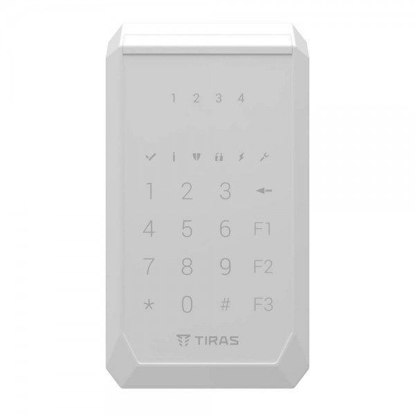 Клавіатура Tiras K-PAD4+ White на 4 індикатори зон з вбудованим зчитувачем NFC/Mifare