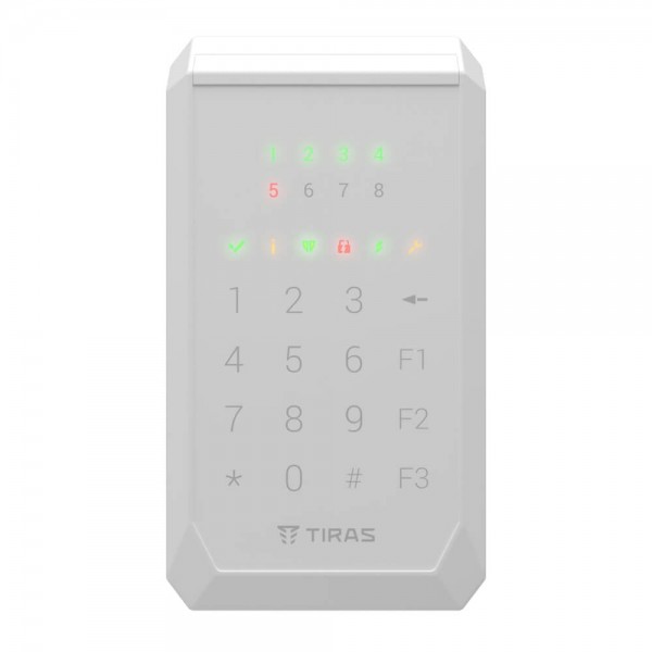 Клавіатура Tiras K-PAD8+ White на 8 індикаторів зон з вбудованим зчитувачем NFC/Mifare
