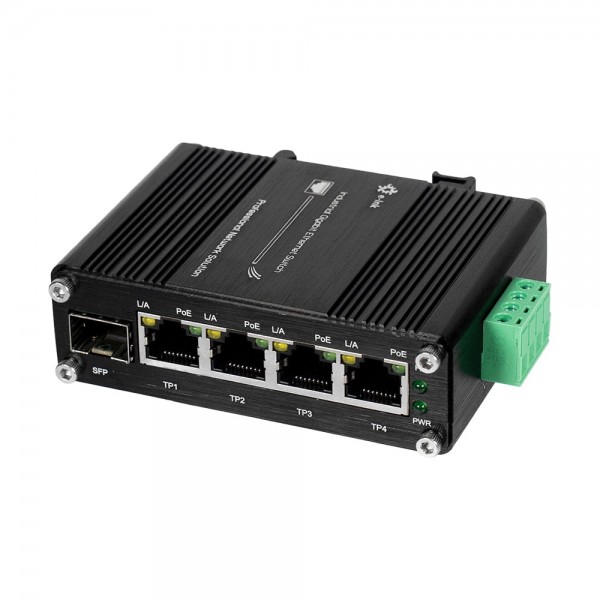 PoE-комутатор 5-портовий E-LINK LNK-IMC104GP-SFP IN 12-48V