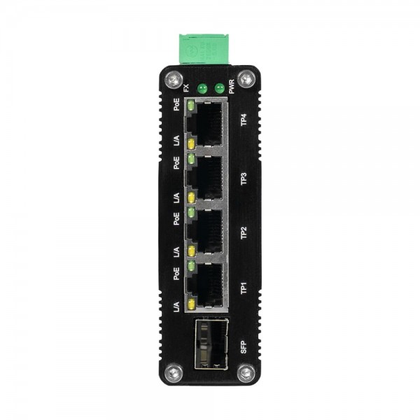 PoE-комутатор 5-портовий E-LINK LNK-IMC104GP-SFP IN 12-48V