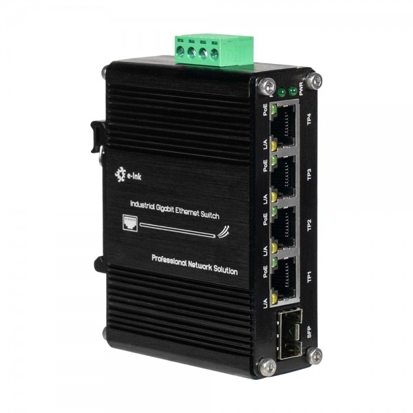 PoE-комутатор 5-портовий E-LINK LNK-IMC104GP-SFP IN 12-48V