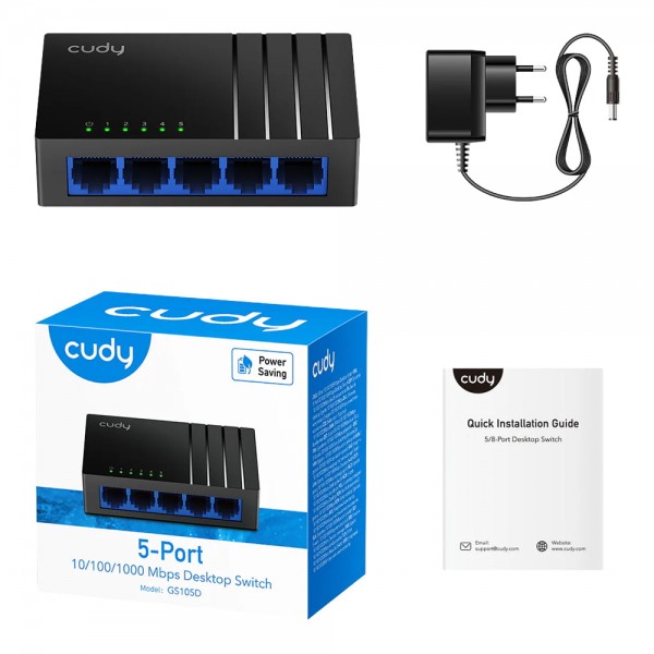 Комутатор 5-портовий некерований Cudy GS105D гігабітний