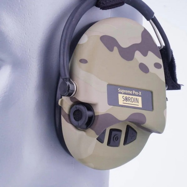 Активні захисні навушники Sordin Supreme Pro-X Neckband Multicam із заднім тримачем під шолом