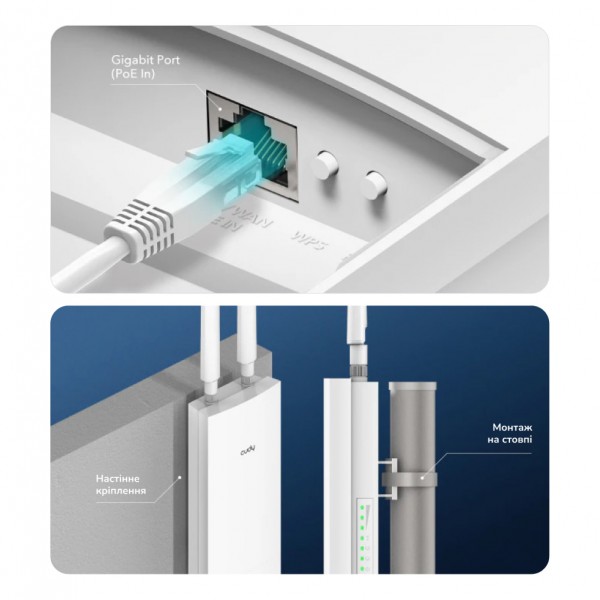 Точка доступу зовнішня WiFi 6 2.5G Cudy AP3000 OUTDOOR з підтримкою Mesh дводіапазонна