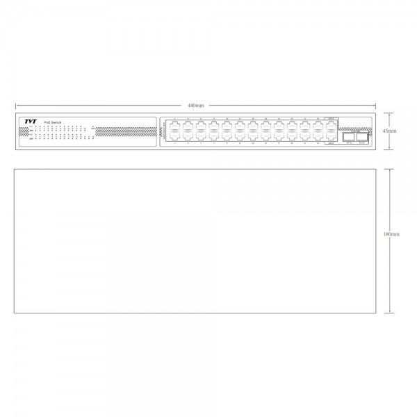 PoE-комутатор 28-портовий TVT TD-B2224S1-PGA з 24 портами PoE