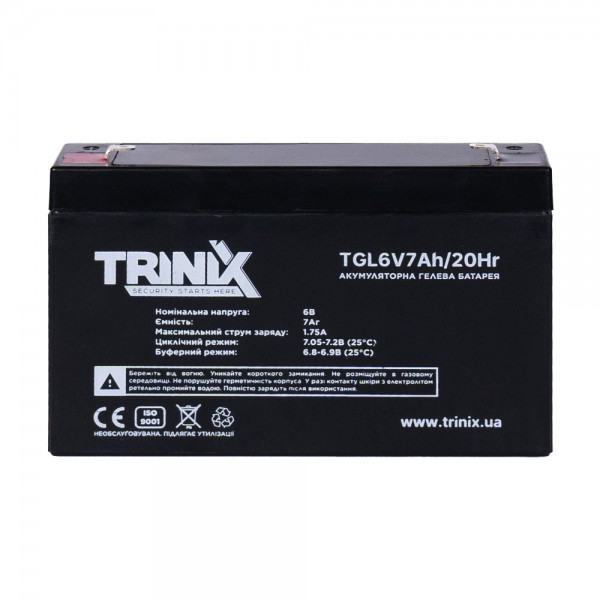 Акумуляторна батарея гелева 6В 7Аг Trinix TGL6V7Ah/20Hr GEL