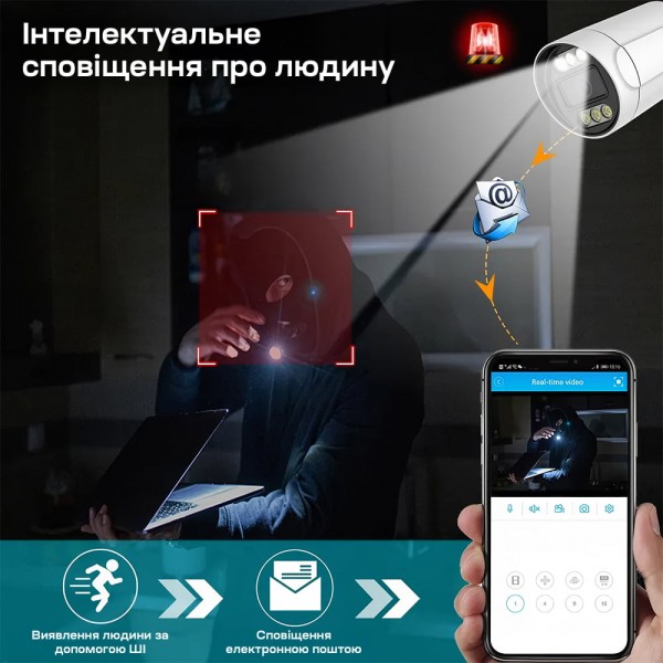 IP-відеокамера з WiFi 4Mp Light Vision VLC-5268WI(Tuya) 3.6mm, ІЧ+LED-підсвічування, з мікрофоном