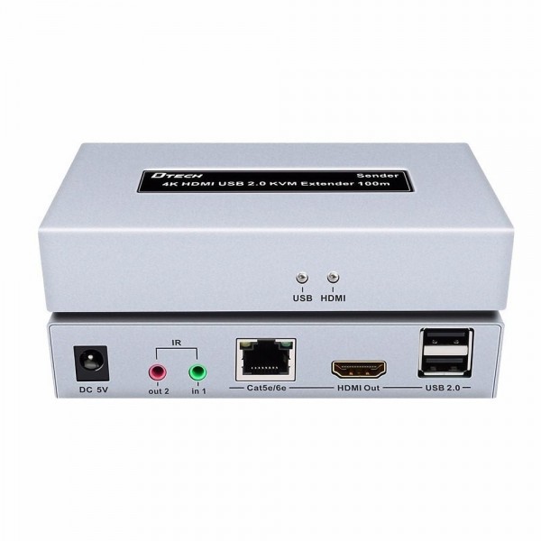 Подовжувач 4K HDMI і USB 2.0 KVM 100m Dtech DT-7051