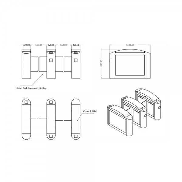 Турнікет розсувний двостулковий Trinix TRX-9000SGD