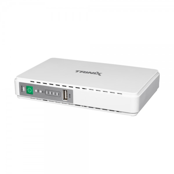 Джерело безперебійного живлення DC UPS Trinix TRX-MUPS-1748 PoE (10000mAh) 5V/9V/12V/24V/48V/PoE 1Gbps, Li-ion 4*2.5Ah, для роутера і медіаконвертера