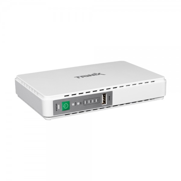 Джерело безперебійного живлення DC UPS Trinix TRX-MUPS-2512 (10000mAh) 5V/9V/12V/15V/24V/PoE, Li-ion 4*2.5Ah, для роутера і медіаконвертера