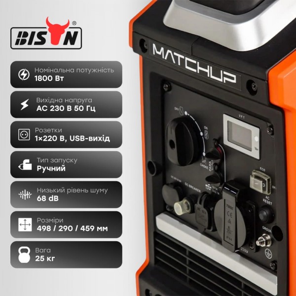 Генератор інверторний бензиновий 1.8 кВт Bison BS2000IS