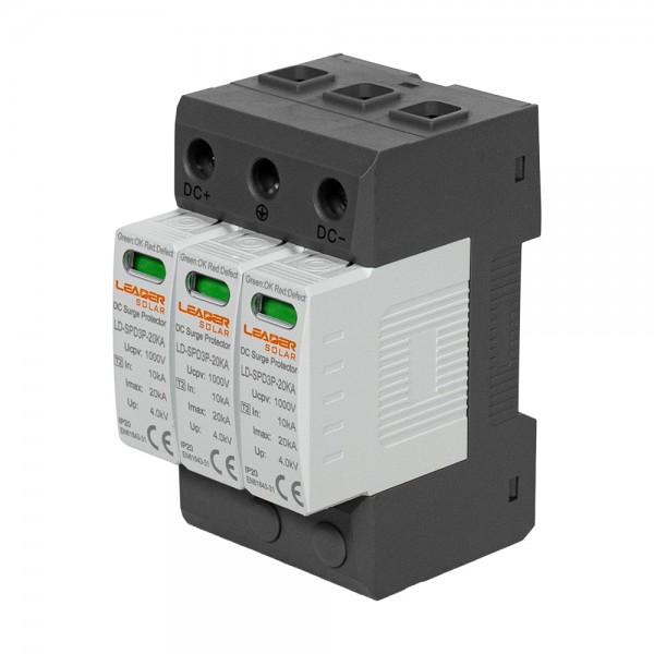 Обмежувач напруги DC 1000V Leader LD-SPD3P-20KA-1000V під DIN-рейку