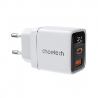 Мережевий зарядний пристрій Choetech PD6052 PD35W GAN A+C White