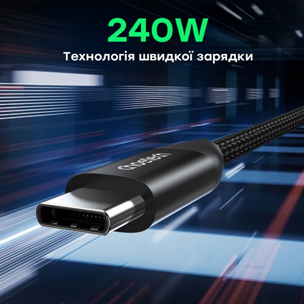 Кабель Choetech ХСС-1035 Black USB-C to USB-C PD3.1 240W 1m