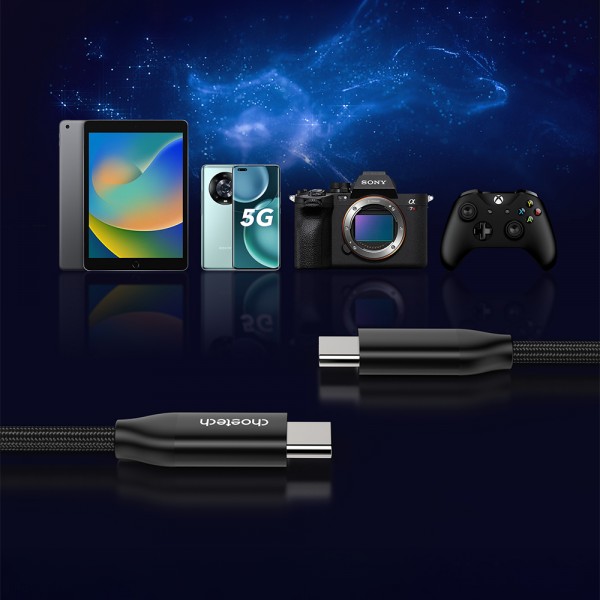 Кабель Choetech ХСС-1035 Black USB-C to USB-C PD3.1 240W 1m