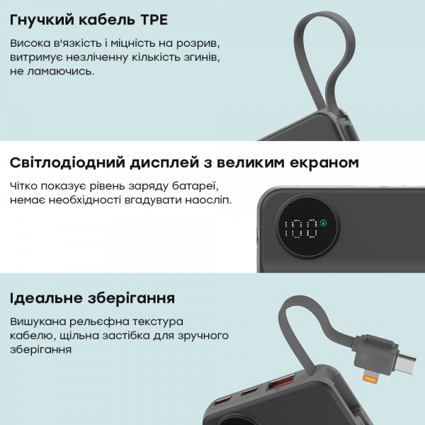 Повербанк 10000mAh Choetech B695 Black QC3.0 PD3.0 бездротова зарядка смартфонів та Apple Watch