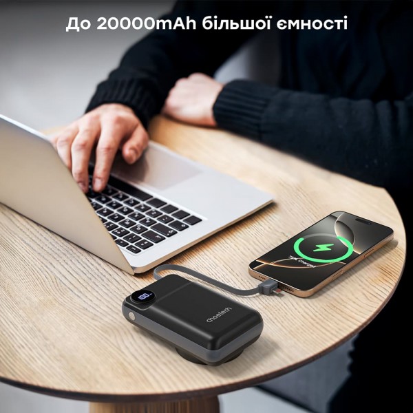 Повербанк 20000mAh Choetech B696 Black QC3.0 PD3.0 бездротова зарядка смартфонів та Apple Watch