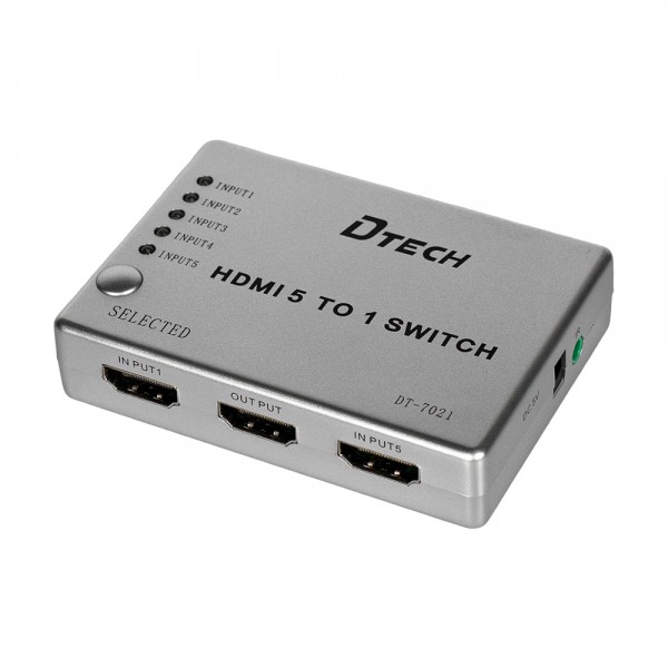 Комутатор 4K@30Hz HDMI 5x1 Dtech DT-7021 (MS)