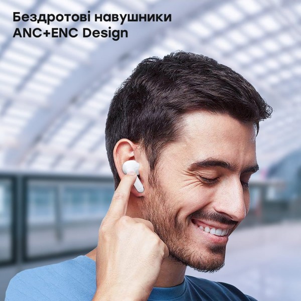 Бездротові навушники Choetech BH-T60 White TWS, Bluetooth 5.3, ANC+ENC, LED-дисплей