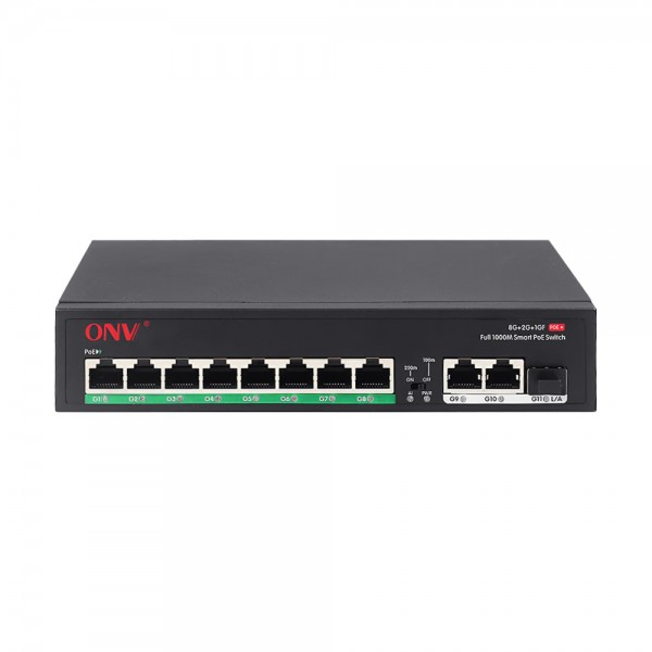 PoE-комутатор некерований гігабітний 11-портовий ONV-H3108PFD з 8 портами PoE