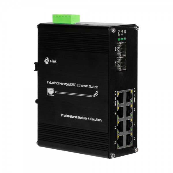 PoE-комутатор 10-портовий керований L2+ E-LINK LNK-IMC208-2.5GPM-SFP+ 2.5G з 8 портами PoE, 240W