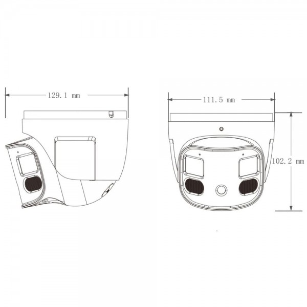 IP-відеокамера панорамна 4Mp*2 TVT TD-9585E3B-DP 2.8mm, ІЧ+LED підсвічування, 2 мікрофони