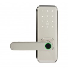 Замок біометричний автономний Trinix TRL-5406BTF Silver L/R з Bluetooth, зчитувачем відбитків пальців і карт Mifare