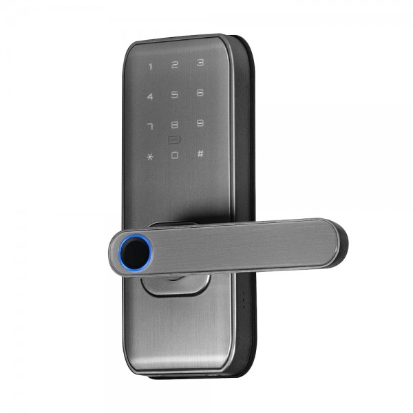 Замок біометричний автономний Trinix TRL-5406BTF Silver L/R з Bluetooth, зчитувачем відбитків пальців і карт Mifare