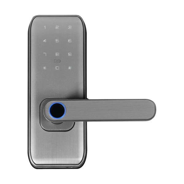 Замок біометричний автономний Trinix TRL-5406BTF Silver L/R з Bluetooth, зчитувачем відбитків пальців і карт Mifare