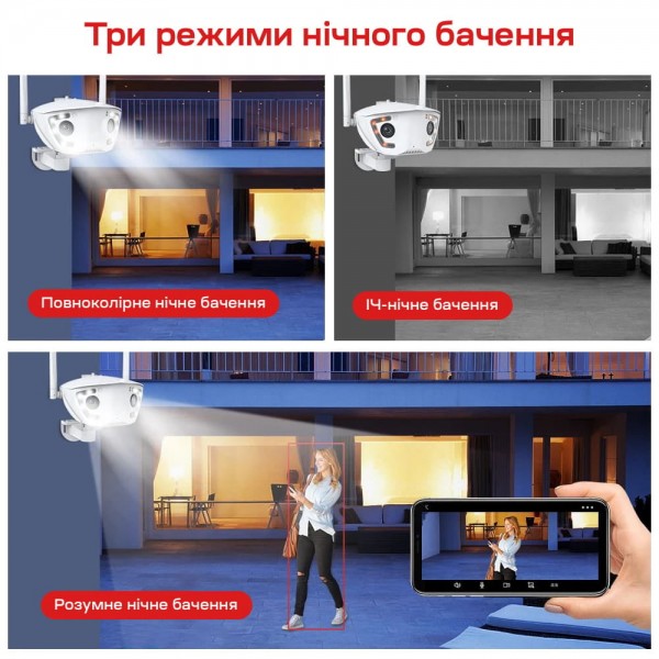 IP-відеокамера з WiFi 2Mp+2Mp Light Vision VLC-4482WI(Camhi Pro) 3.6mm, ІЧ+LED-підсвічування, з мікрофоном