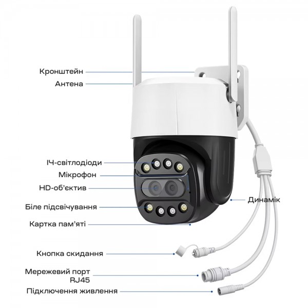 IP PTZ-відеокамера з WiFi 2Mp+8Mp Light Vision VLC-9284WI10Z/2C (Camhi Pro) 3.6mm+8mm, ІЧ+LED-підсвічування, з мікрофоном
