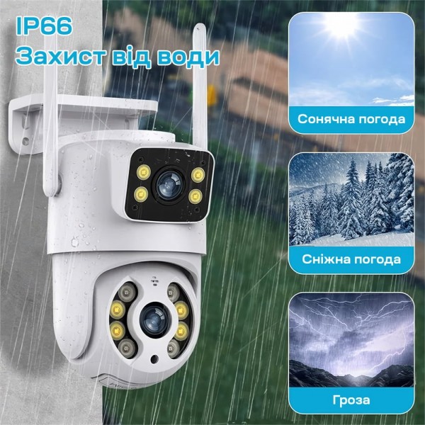 IP PTZ-відеокамера з WiFi 3Mp+3Mp Light Vision VLC-9130WI/2C (Tuya) 3.6mm+3.6mm, ІЧ+LED-підсвічування, з мікрофоном