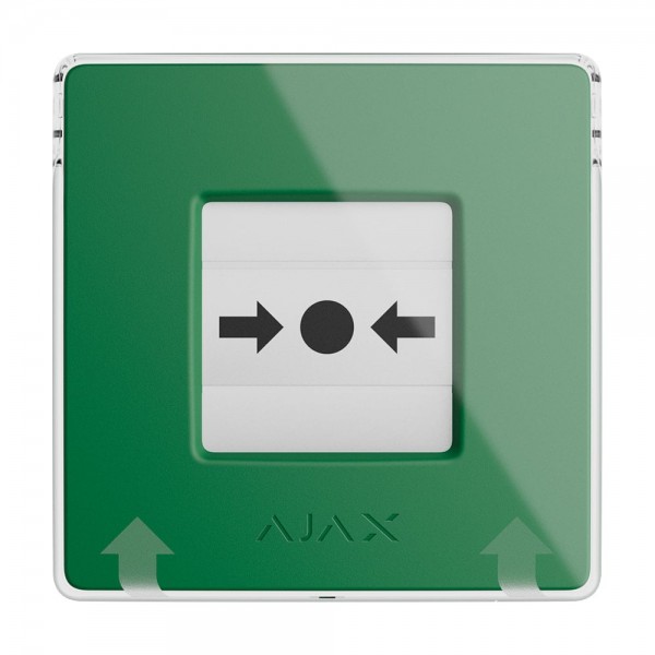Бездротова кнопка для активації пожежної тривоги вручну Ajax ManualCallPoint Green Jeweller