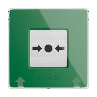 Бездротова кнопка для активації пожежної тривоги вручну Ajax ManualCallPoint Green Jeweller