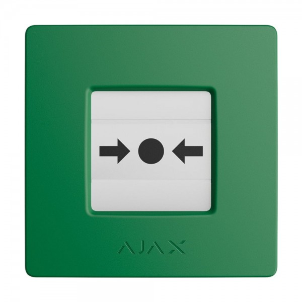 Бездротова кнопка для активації пожежної тривоги вручну Ajax ManualCallPoint Green Jeweller