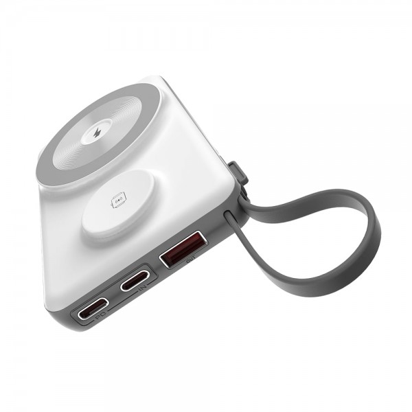 Повербанк 10000mAh Choetech B695 White QC3.0 PD3.0 бездротова зарядка смартфонів та Apple Watch