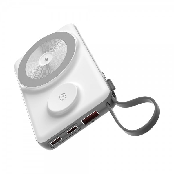 Повербанк 10000mAh Choetech B695 White QC3.0 PD3.0 бездротова зарядка смартфонів та Apple Watch