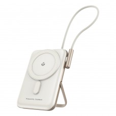 Повербанк 10000mAh Choetech B735 White QC3.0 PD3.0 бездротова магнітна зарядка, вбудований кабель, підставка