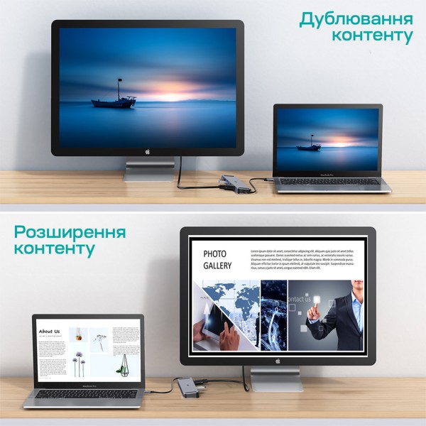 USB-C хаб 11-в-1 Choetech M20 HDMI 4K@30Hz, VGA, 3 USB-A 3.0, USB-C 3.0, RJ45, USB-C PD, SD-card, TF-card, 3.5mm audio