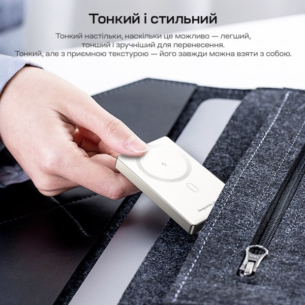 Повербанк 10000mAh Choetech B739 Silver QC3.0 PD3.0 бездротова магнітна зарядка