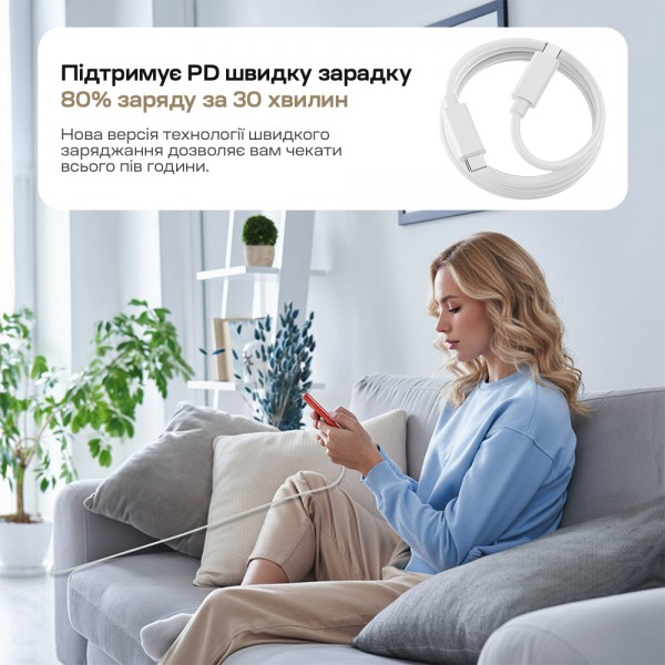 Мережевий зарядний пристрій Choetech PD3042 mini PD45W USB-C White