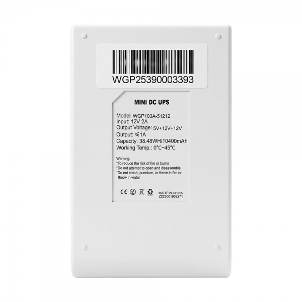 Джерело безперебійного живлення Mini UPS WGP UPS103A 10400mAh 5V/12V/12V, Li-ion 4*2.6Ah, для роутера і медіаконвертера